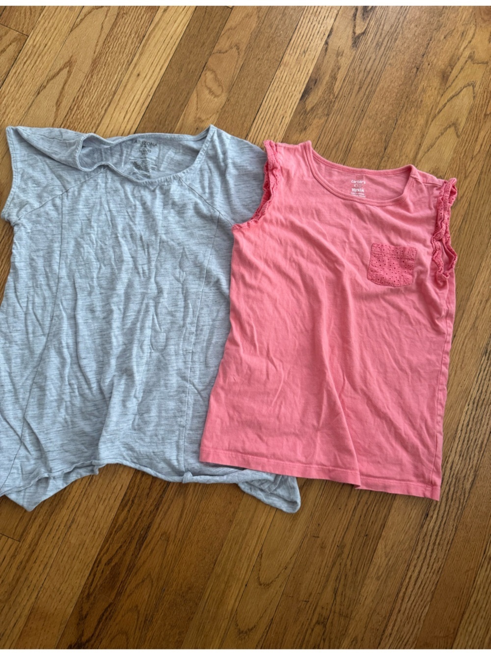 Carter's Pink Ruffle-Sleeve Tank with Eyelet Pocket + Arizona Gray Tee Set 10-12